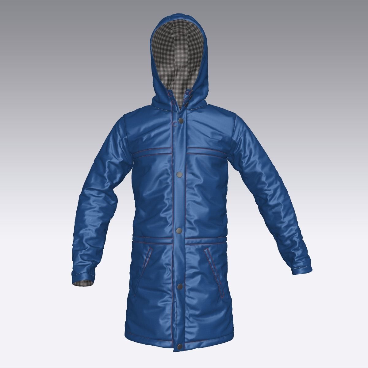 Jacket parka with hood 3D model_14