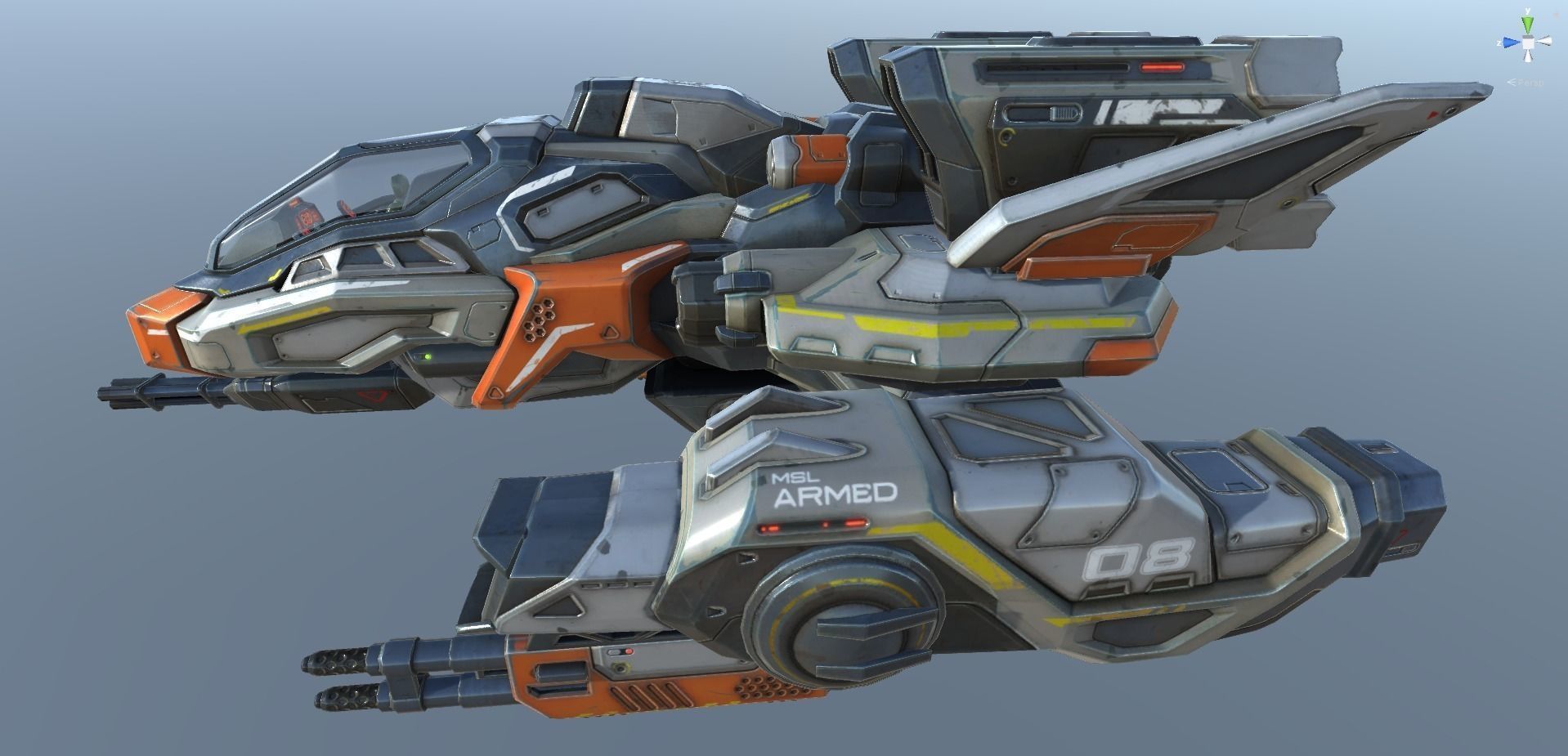 Corvette Spaceship - game model Low-poly 3D model_42