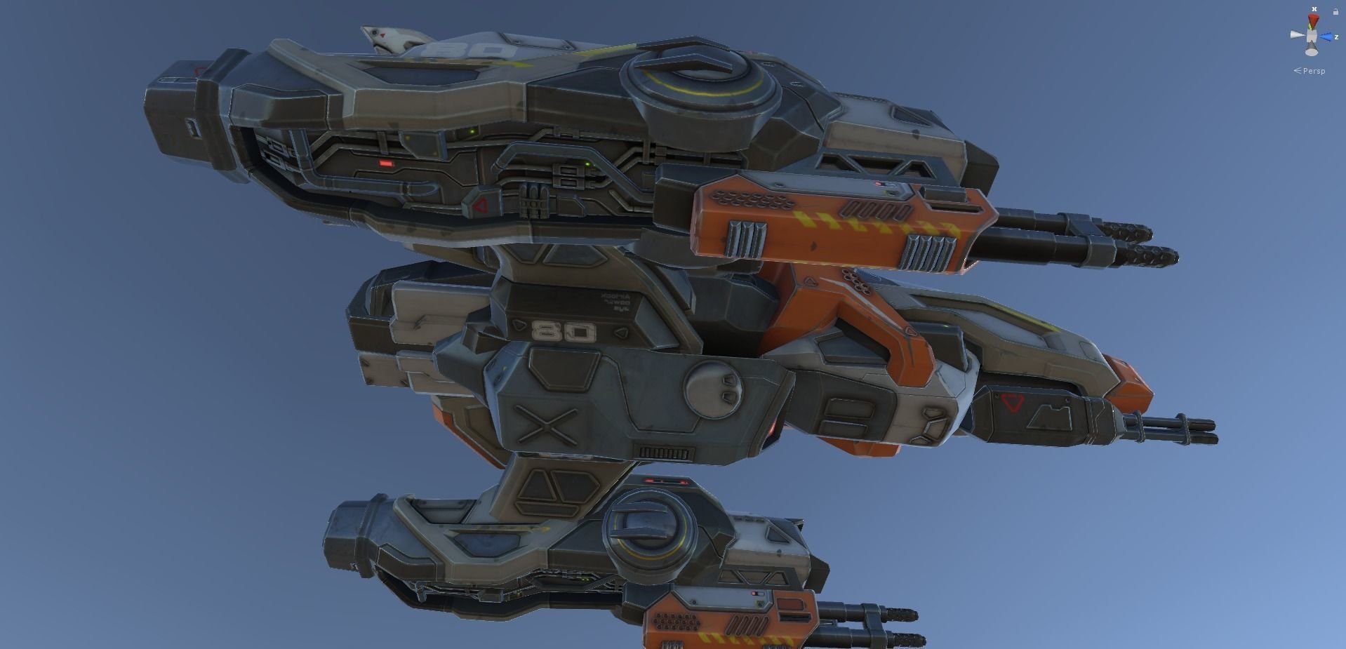 Corvette Spaceship - game model Low-poly 3D model_43