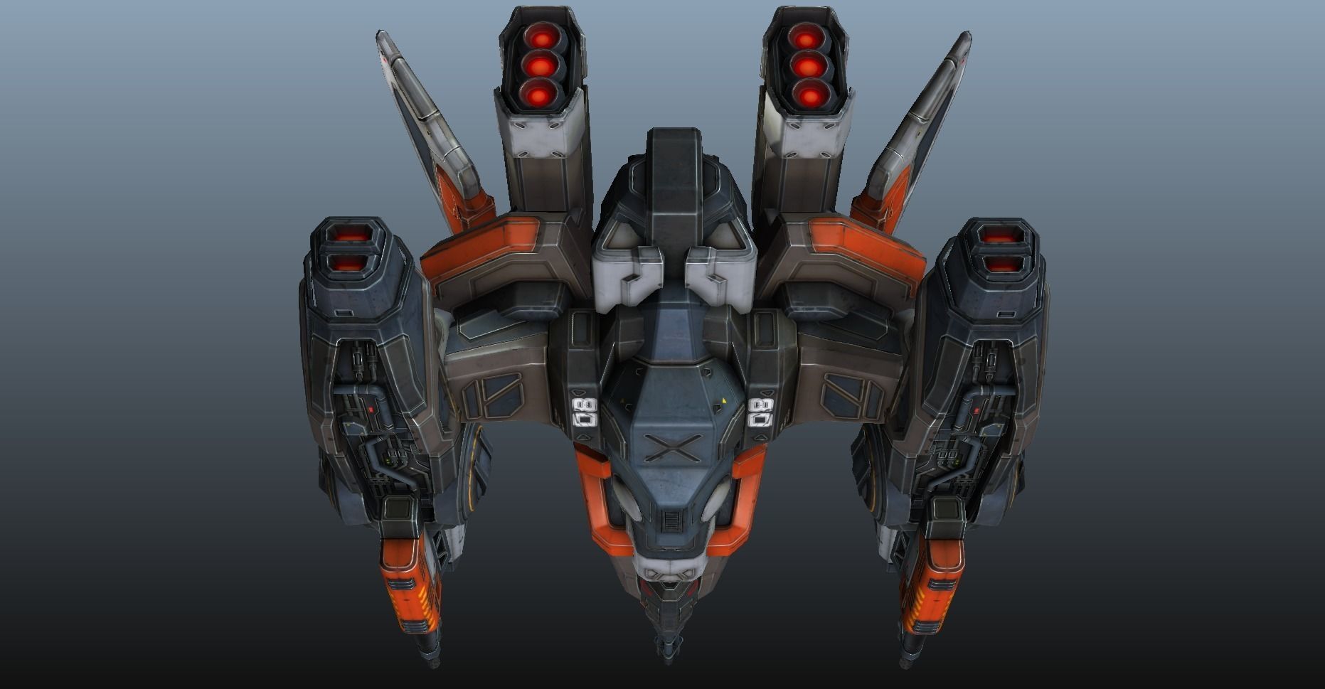 Corvette Spaceship - game model Low-poly 3D model_34