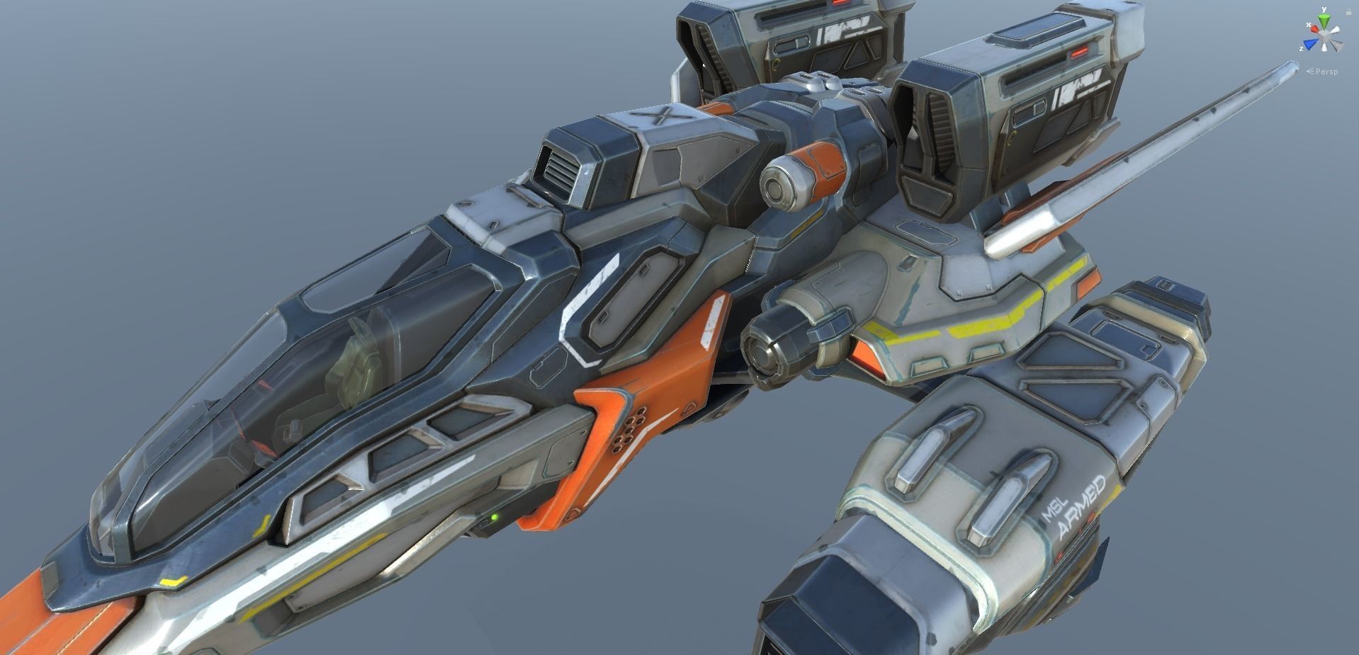 Corvette Spaceship - game model Low-poly 3D model_44