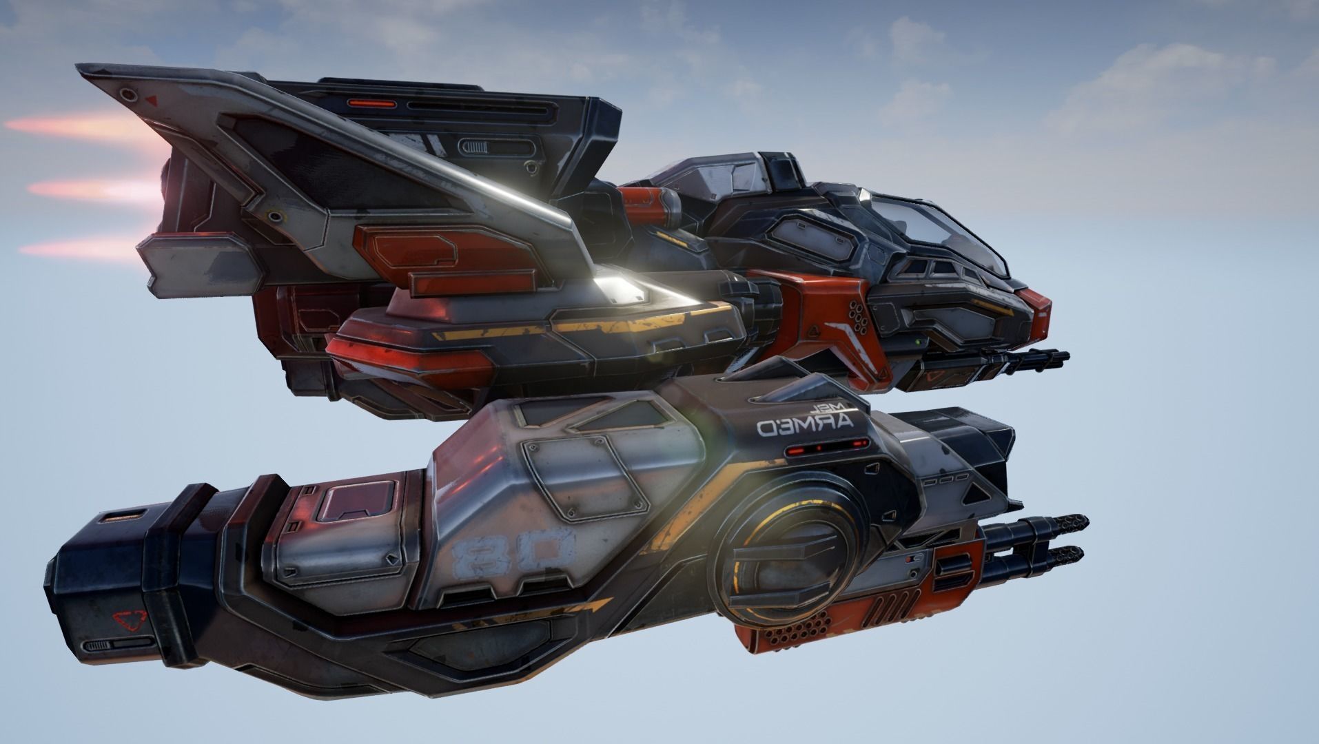 Corvette Spaceship - game model Low-poly 3D model_11