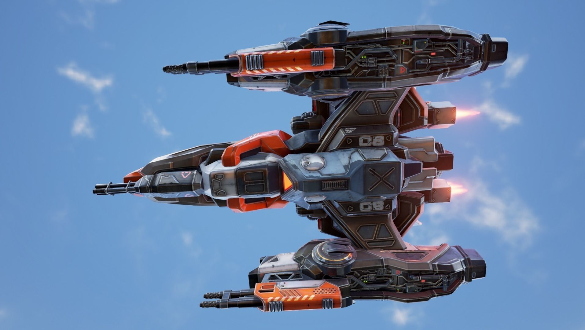 Corvette Spaceship - game model Low-poly 3D model_24