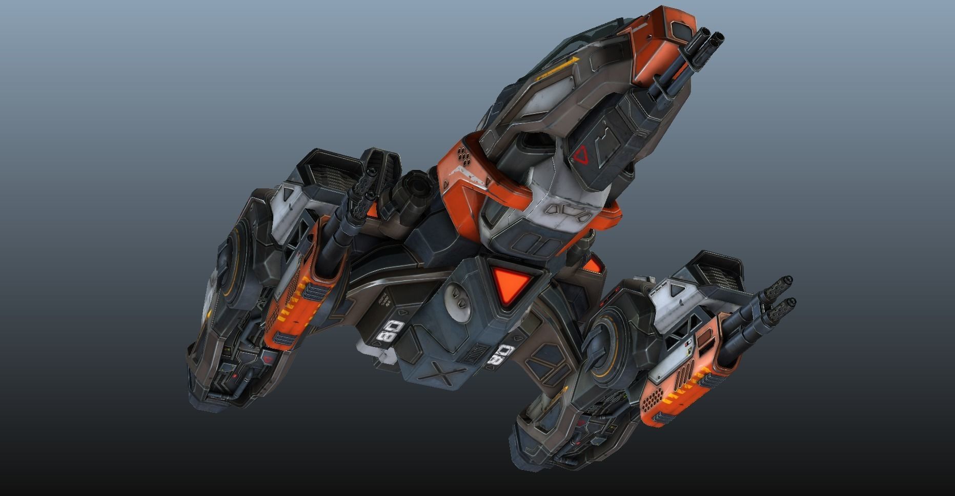 Corvette Spaceship - game model Low-poly 3D model_35