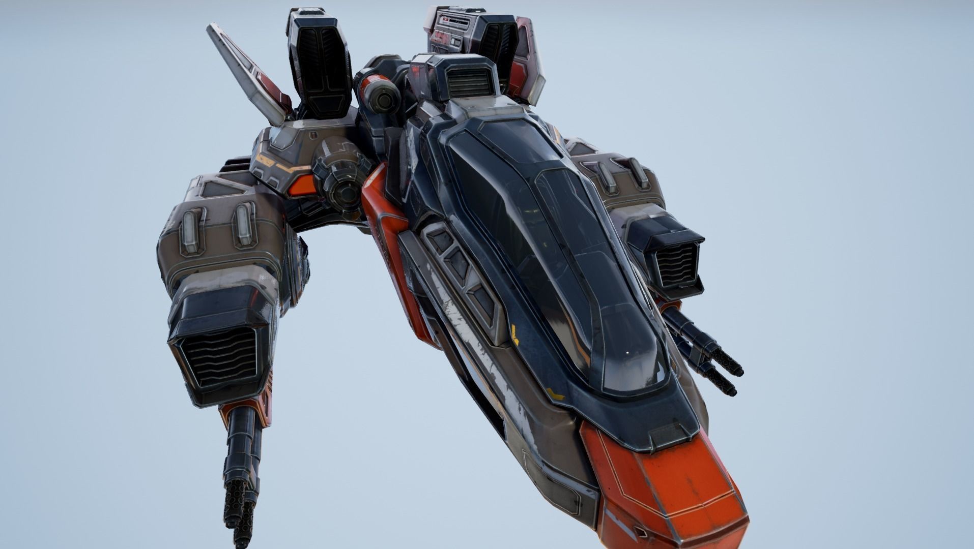 Corvette Spaceship - game model Low-poly 3D model_10