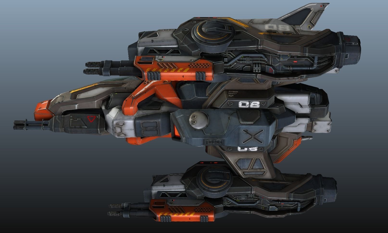 Corvette Spaceship - game model Low-poly 3D model_37