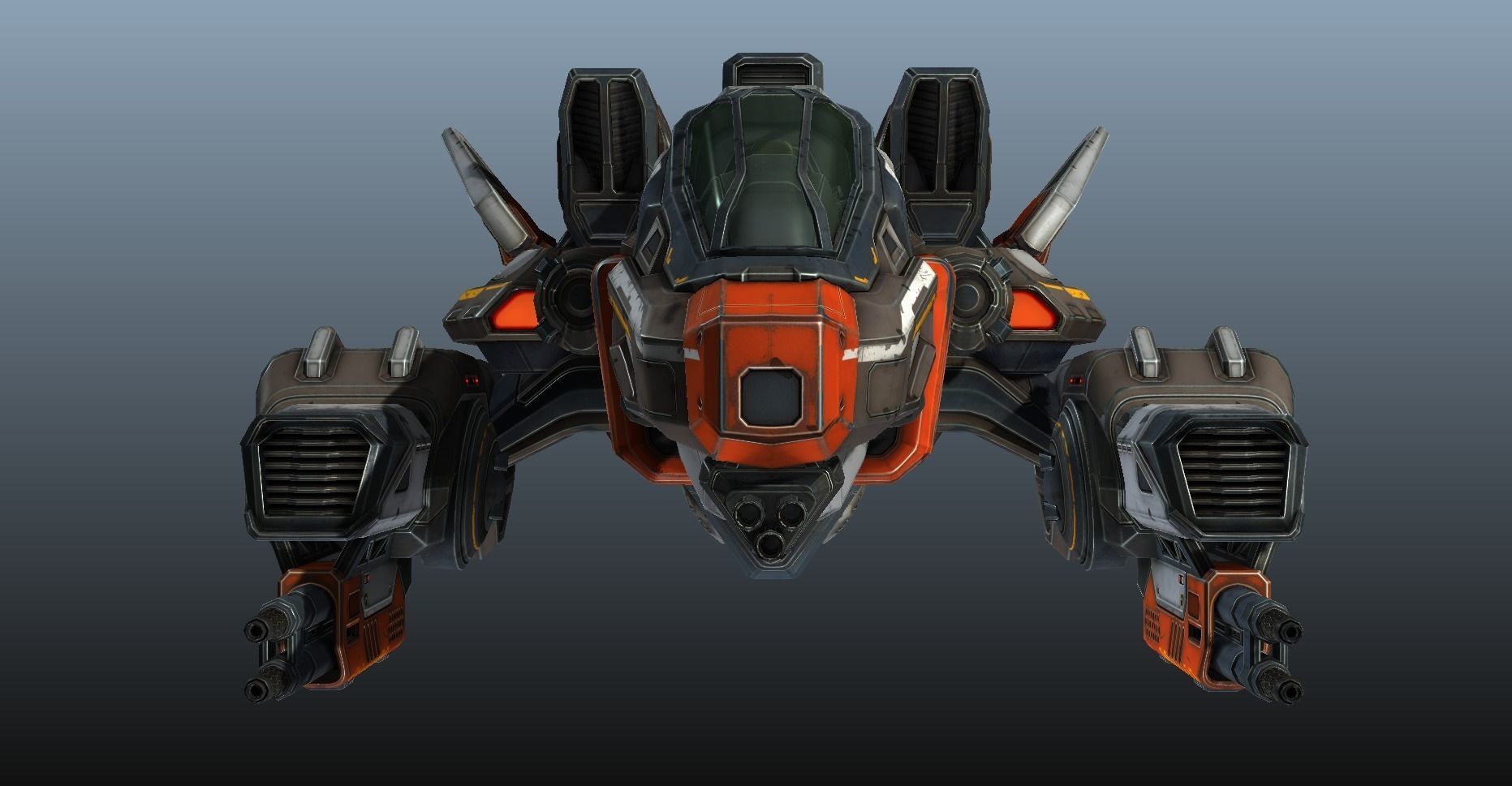 Corvette Spaceship - game model Low-poly 3D model_26