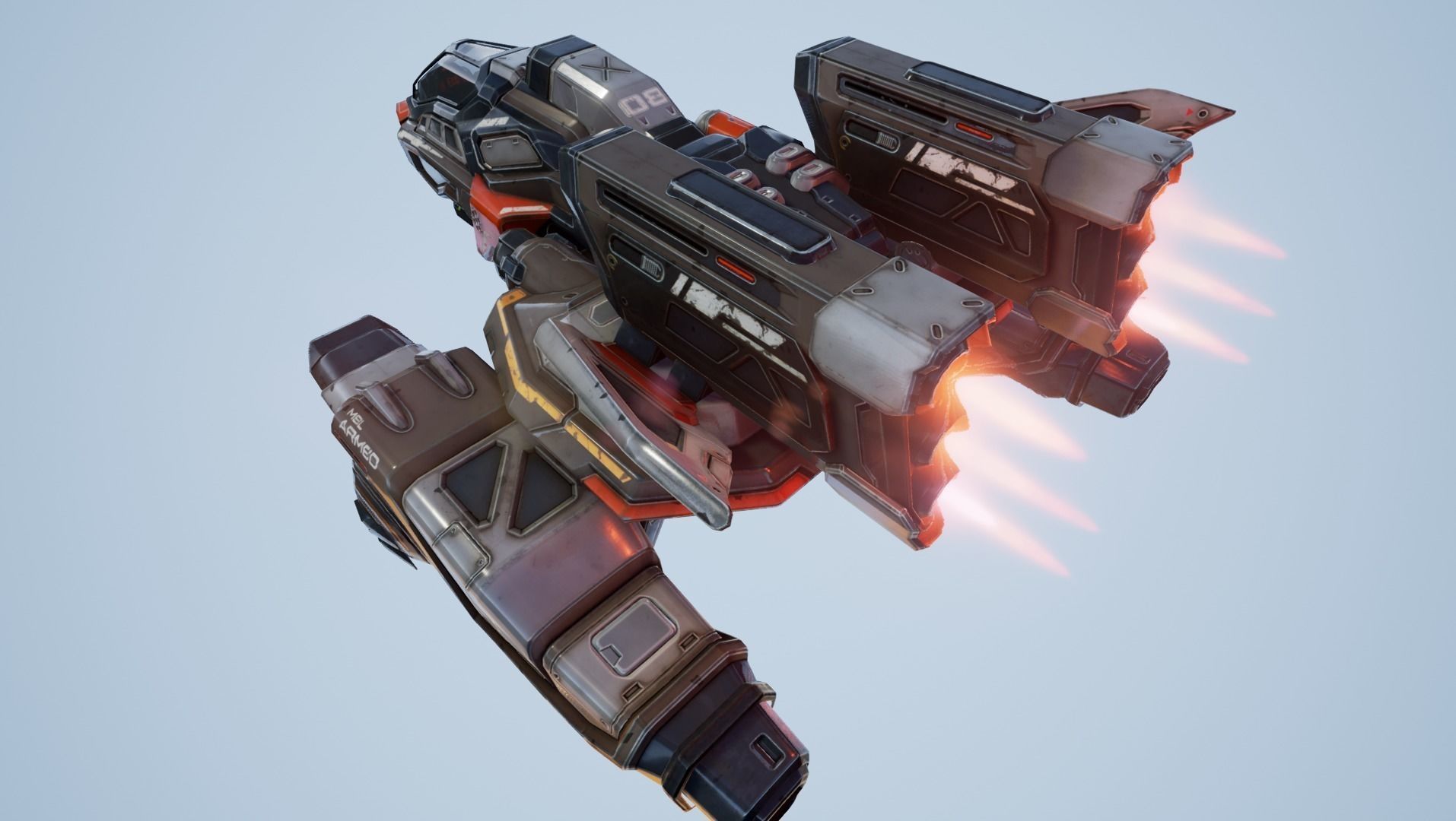 Corvette Spaceship - game model Low-poly 3D model_15