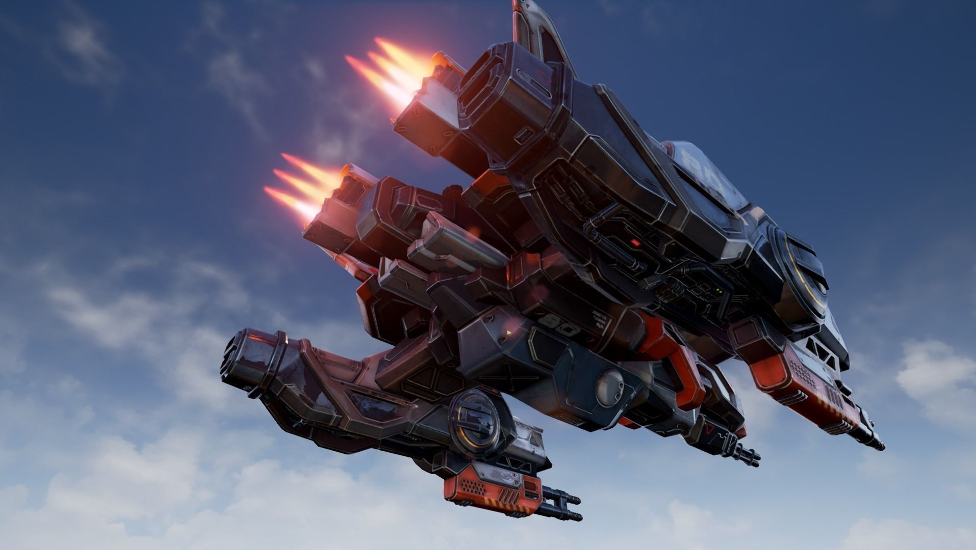 Corvette Spaceship - game model Low-poly 3D model_22