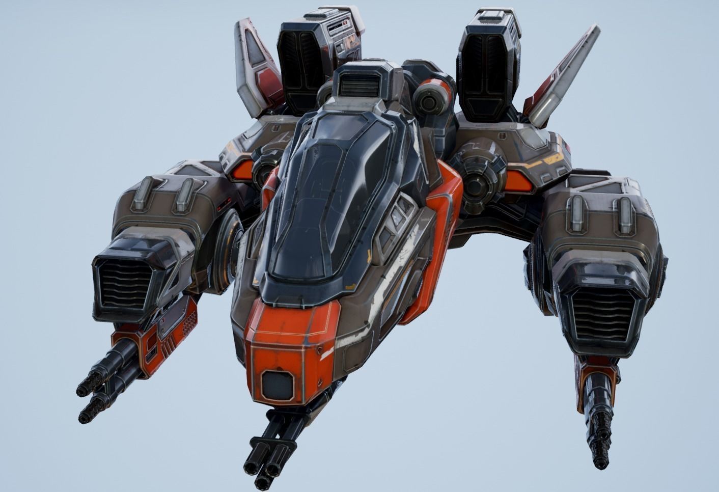 Corvette Spaceship - game model Low-poly 3D model_9