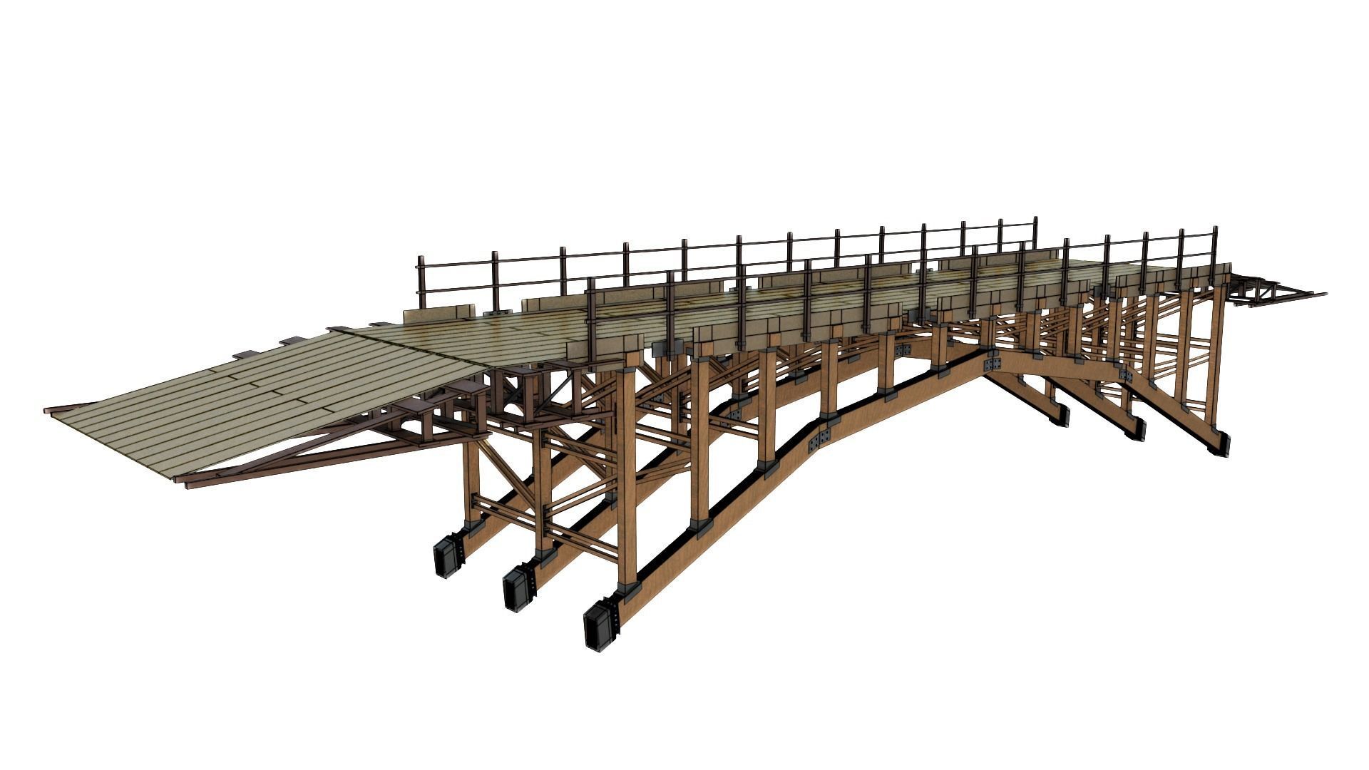 Wooden Bridge 3D model_16