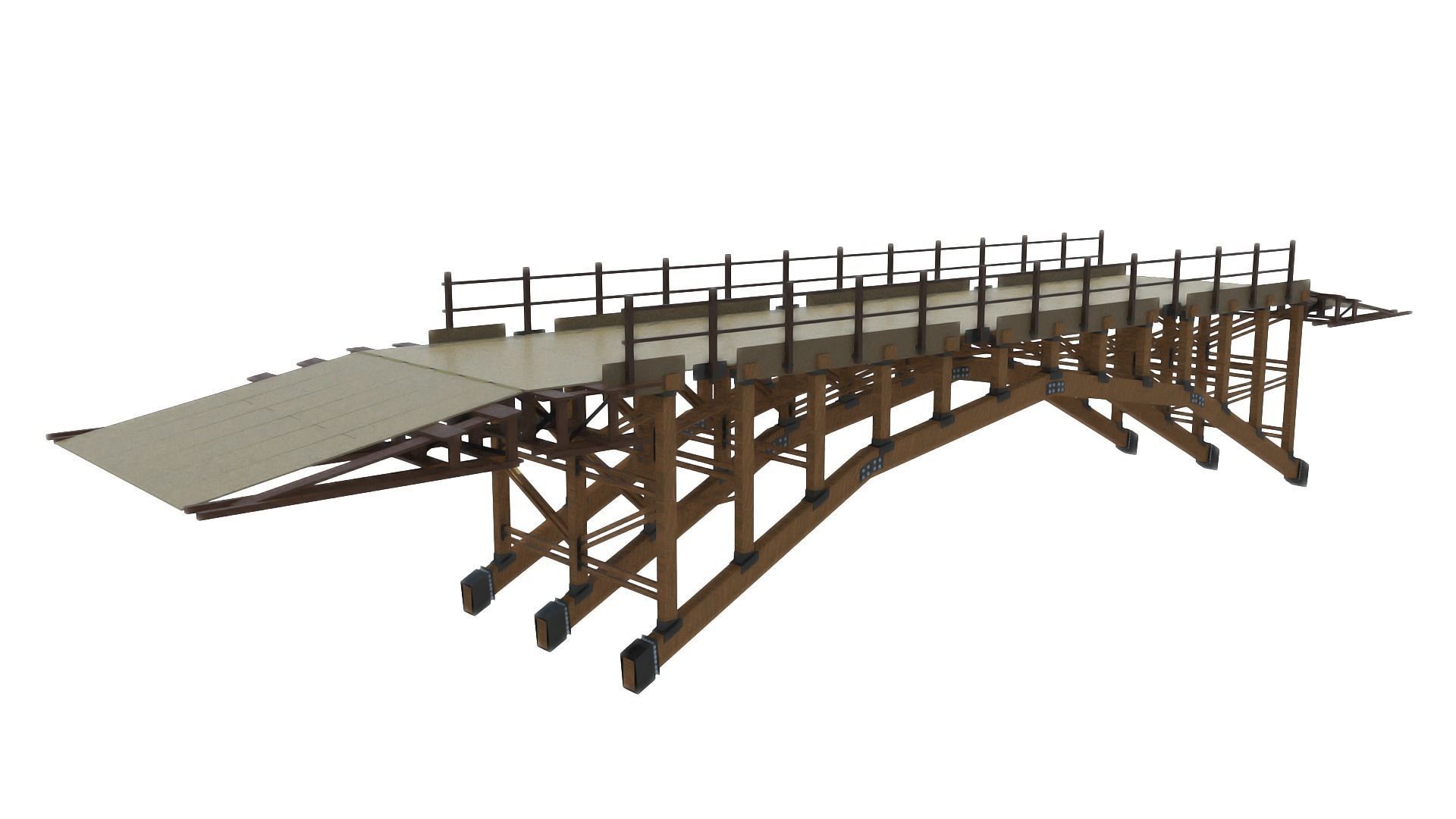Wooden Bridge 3D model_2