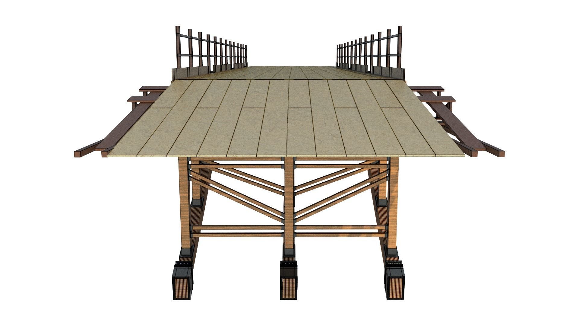 Wooden Bridge 3D model_17