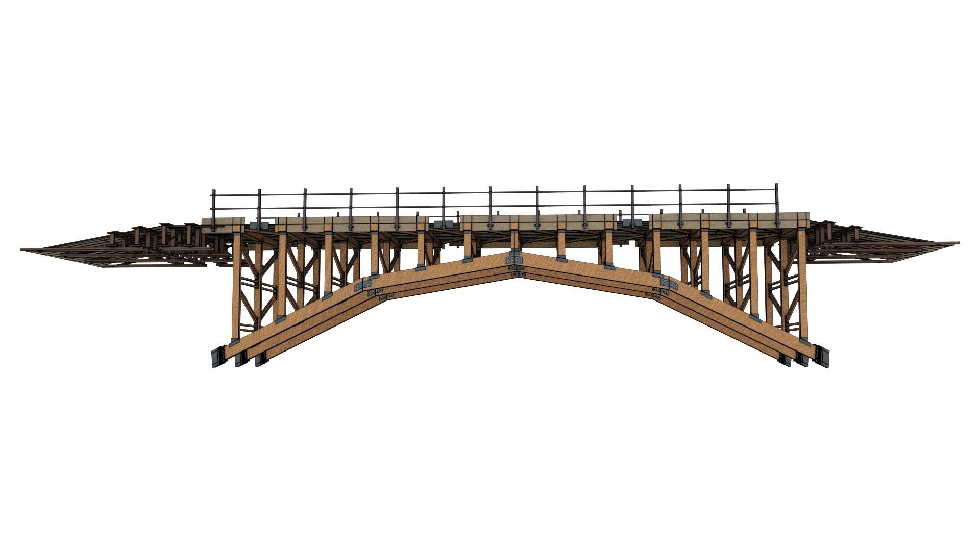 Wooden Bridge 3D model_15