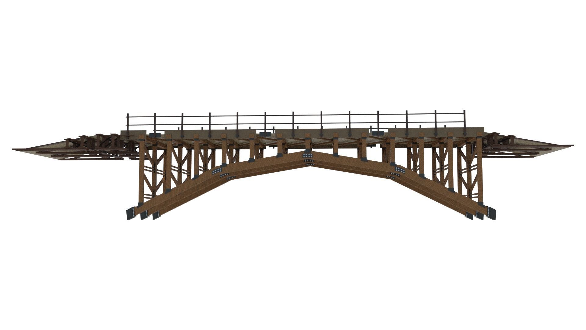 Wooden Bridge 3D model_3