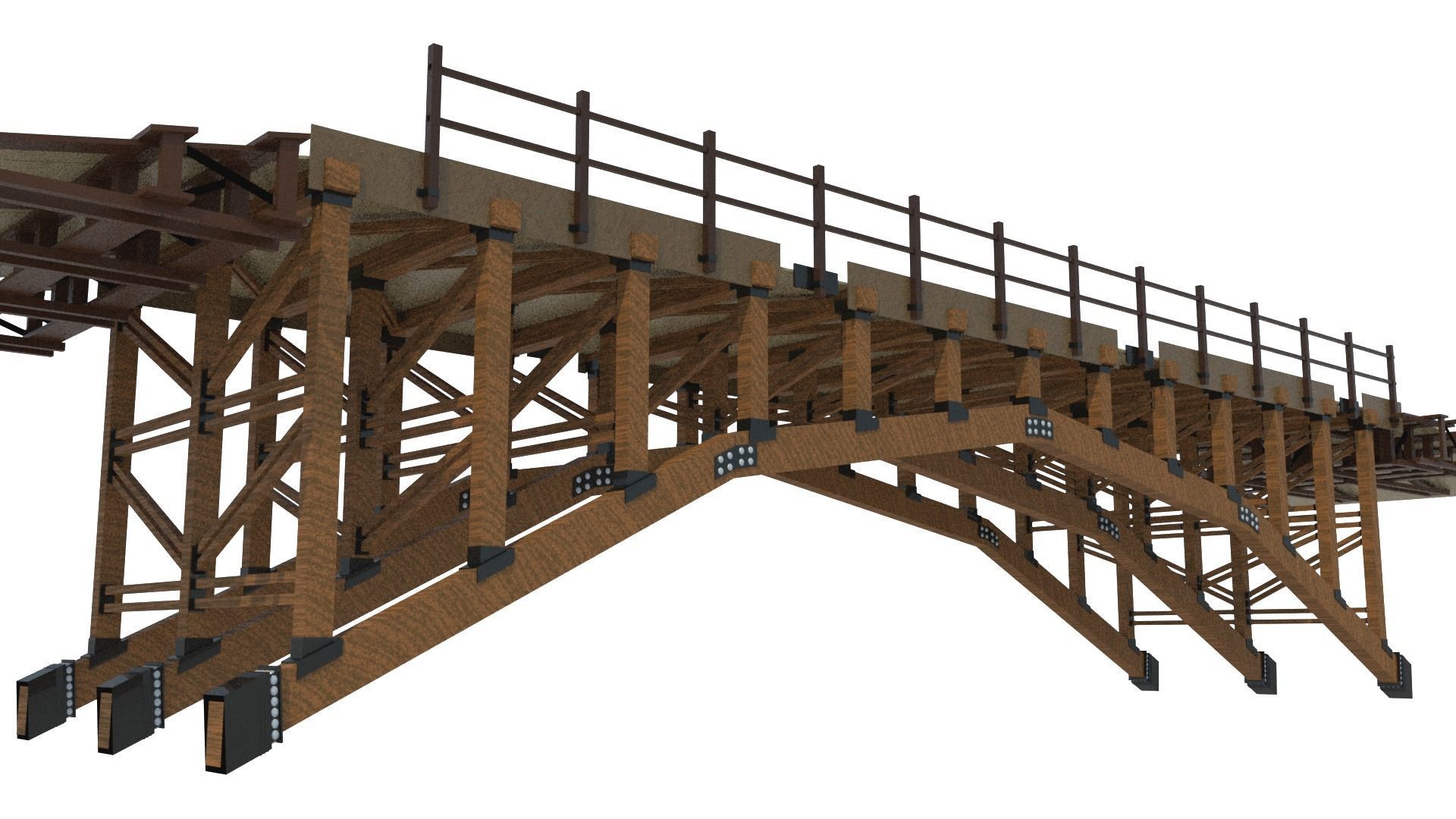 Wooden Bridge 3D model_4
