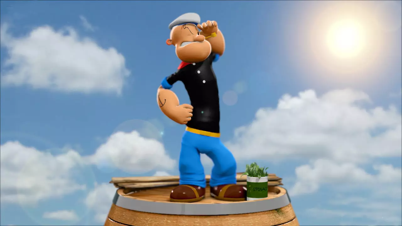 Popeye cartoon character 3D model_0