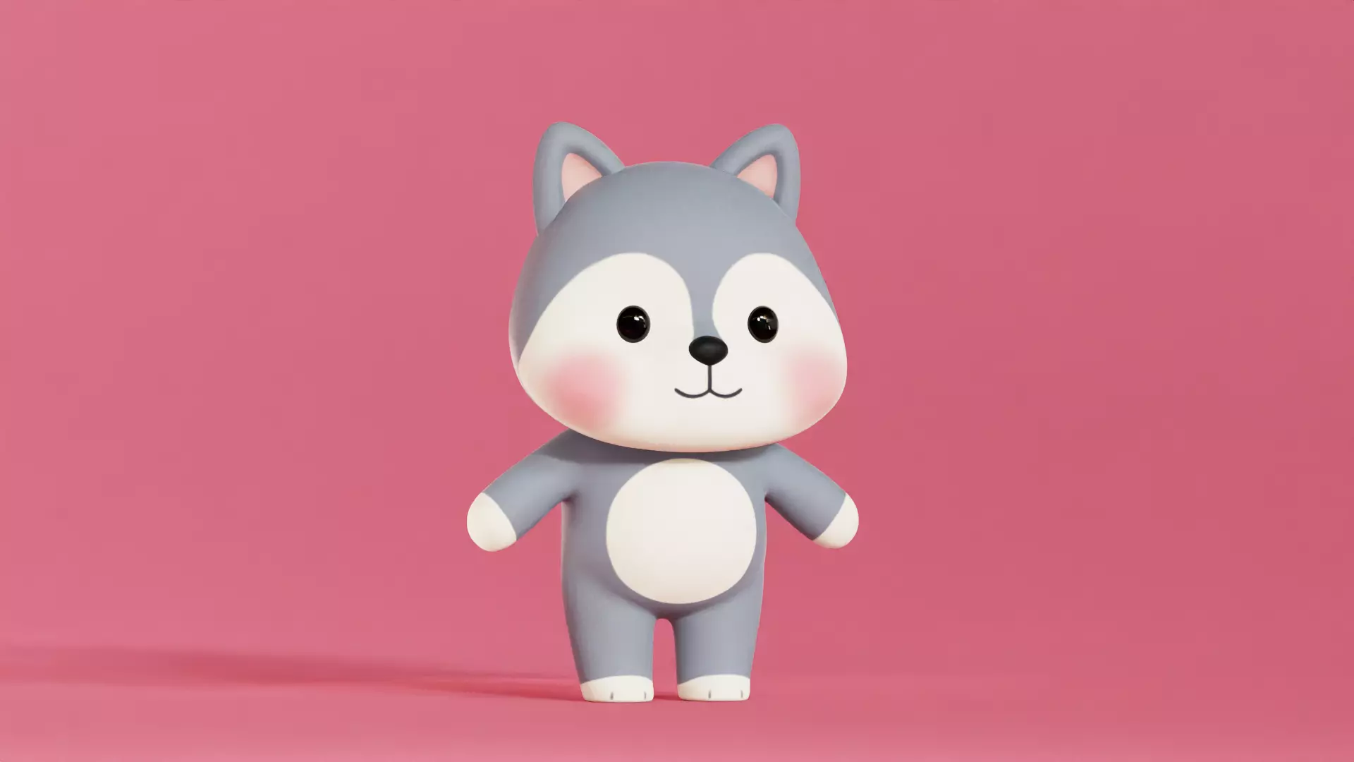 Wolf Cartoon Character Chibi Kawaii  Low-poly 3D model_2