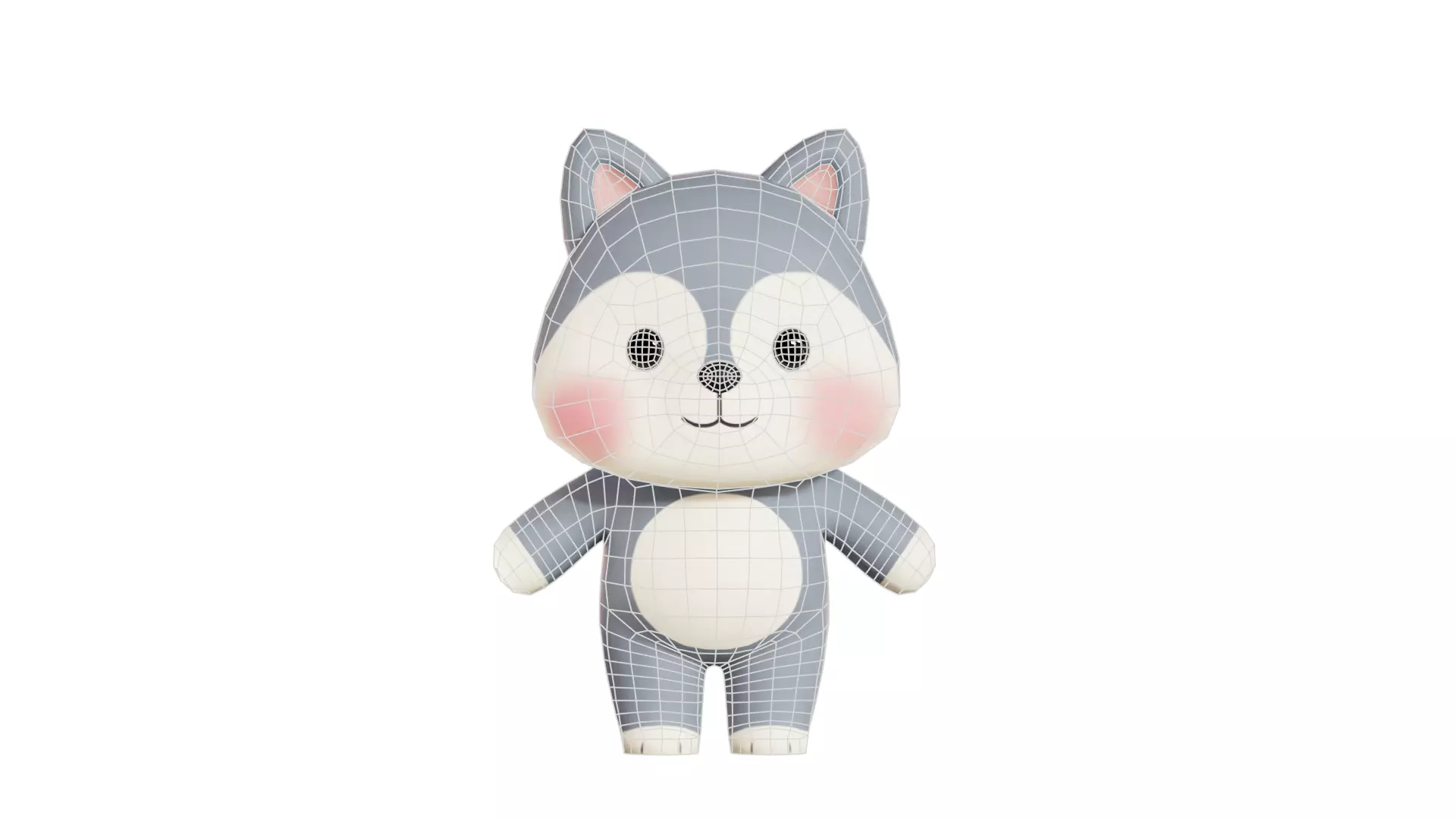 Wolf Cartoon Character Chibi Kawaii  Low-poly 3D model_6