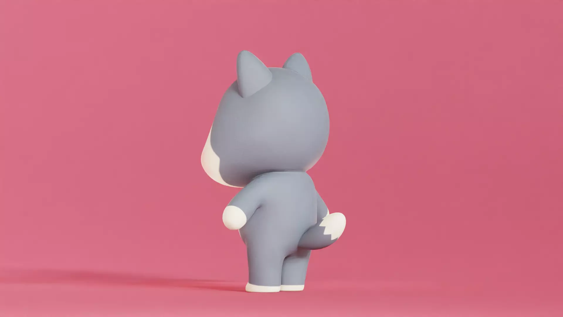 Wolf Cartoon Character Chibi Kawaii  Low-poly 3D model_4