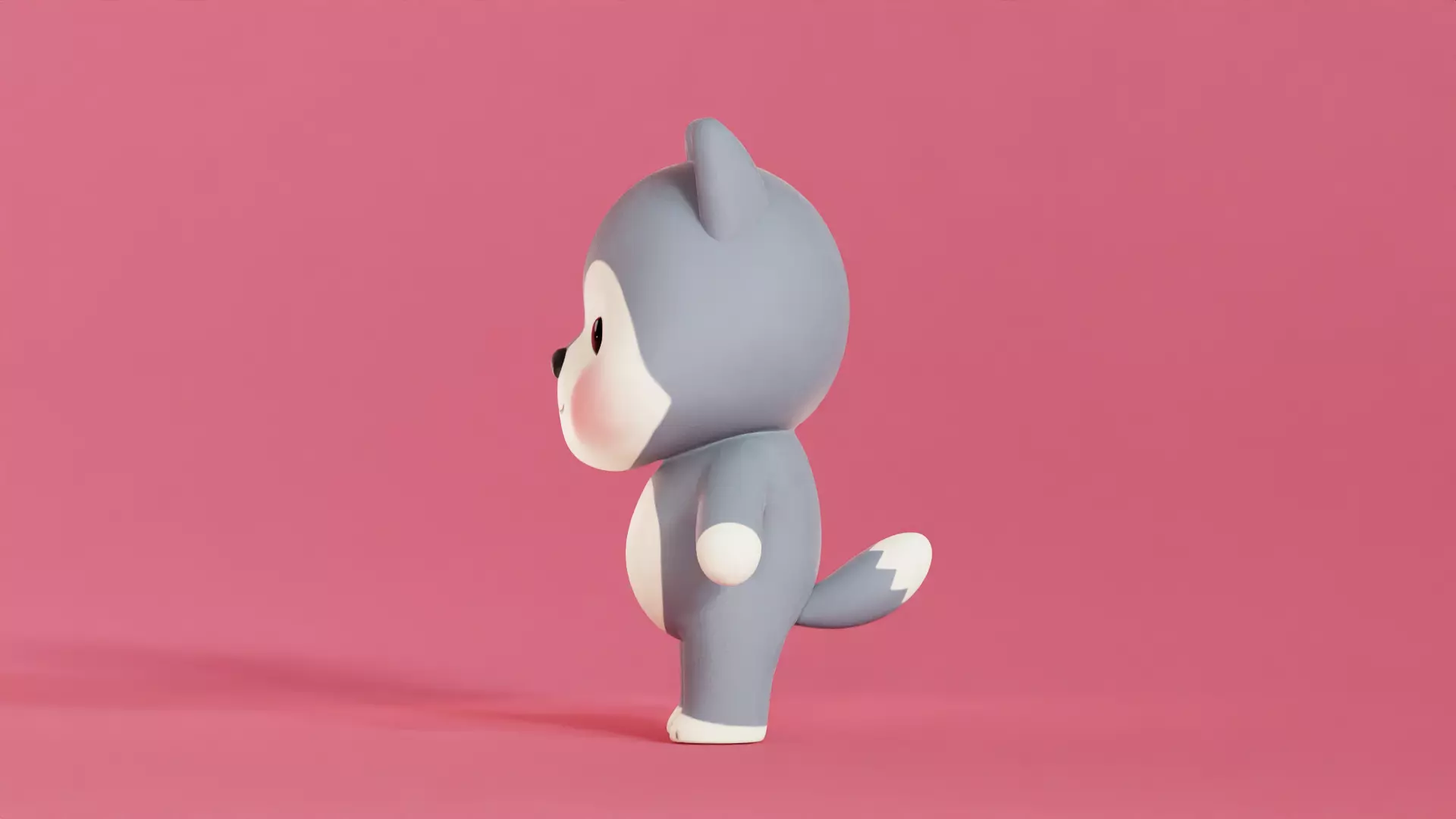 Wolf Cartoon Character Chibi Kawaii  Low-poly 3D model_1