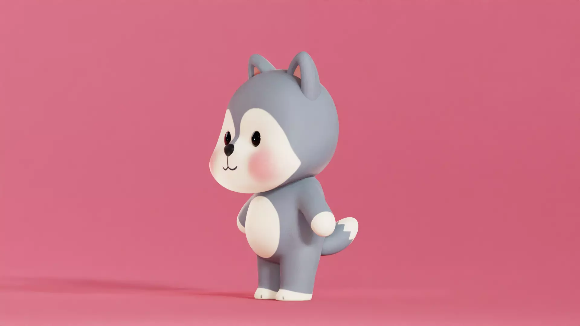 Wolf Cartoon Character Chibi Kawaii  Low-poly 3D model_5