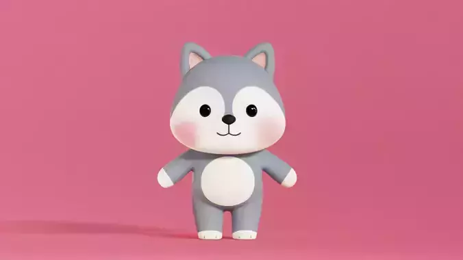 Wolf Cartoon Character Chibi Kawaii 