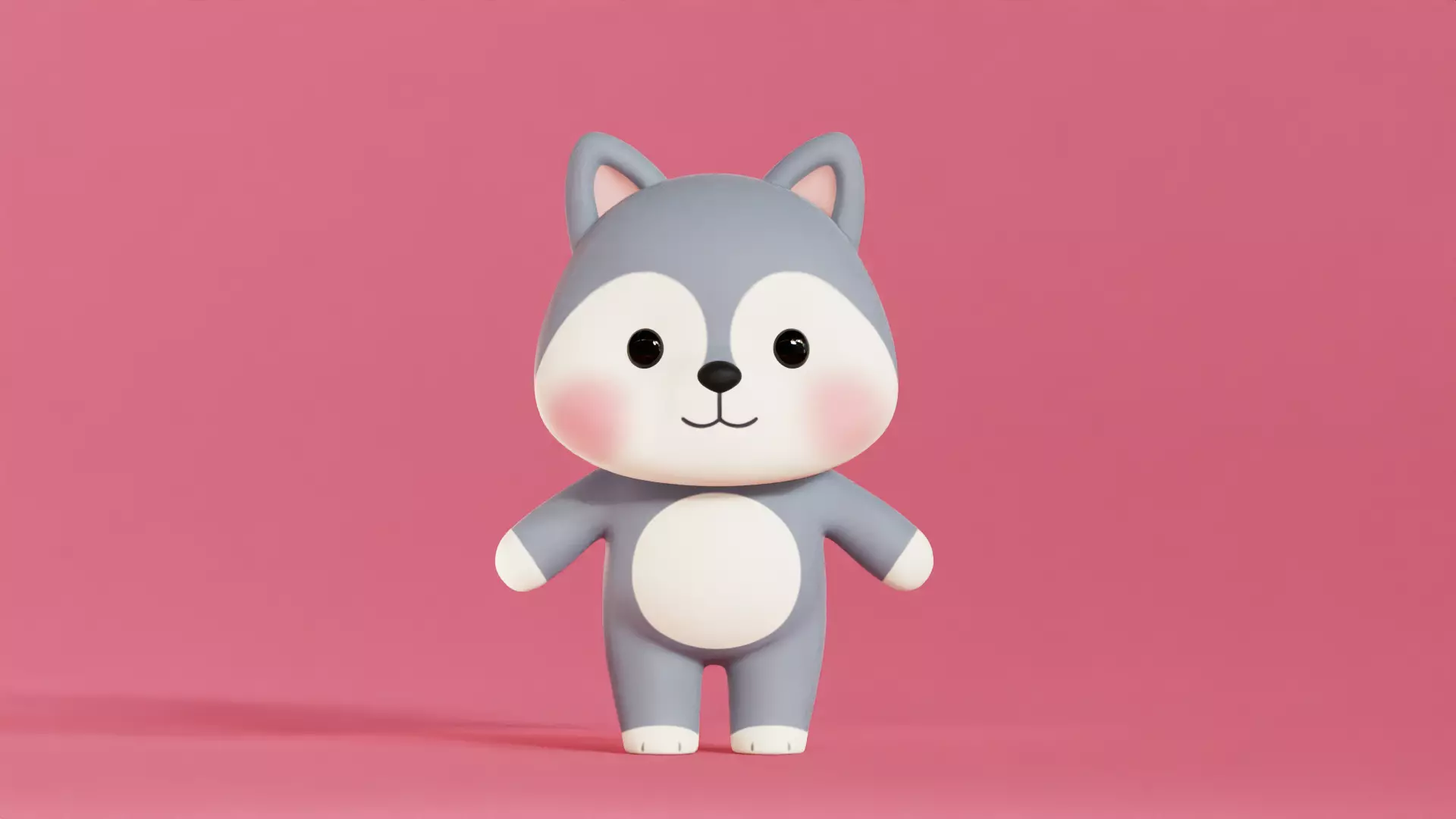 Wolf Cartoon Character Chibi Kawaii  Low-poly 3D model_0