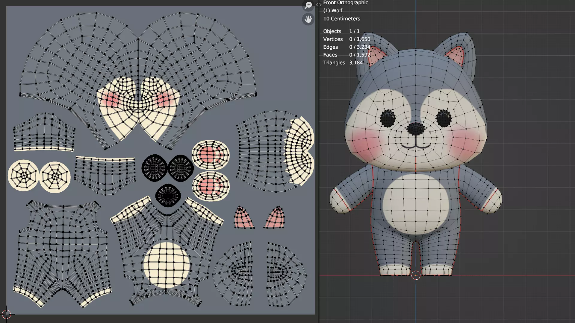 Wolf Cartoon Character Chibi Kawaii  Low-poly 3D model_10