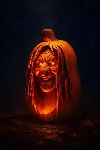 Realistic Halloween Pumpkin Decoration - Jack O Lantern