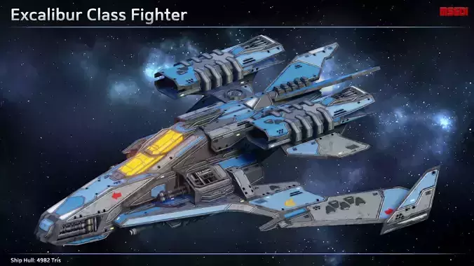 Spaceship Fighter Excalibur Low-poly 3D model