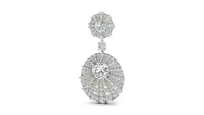 Grand Diamond Cluster Drop Earrings