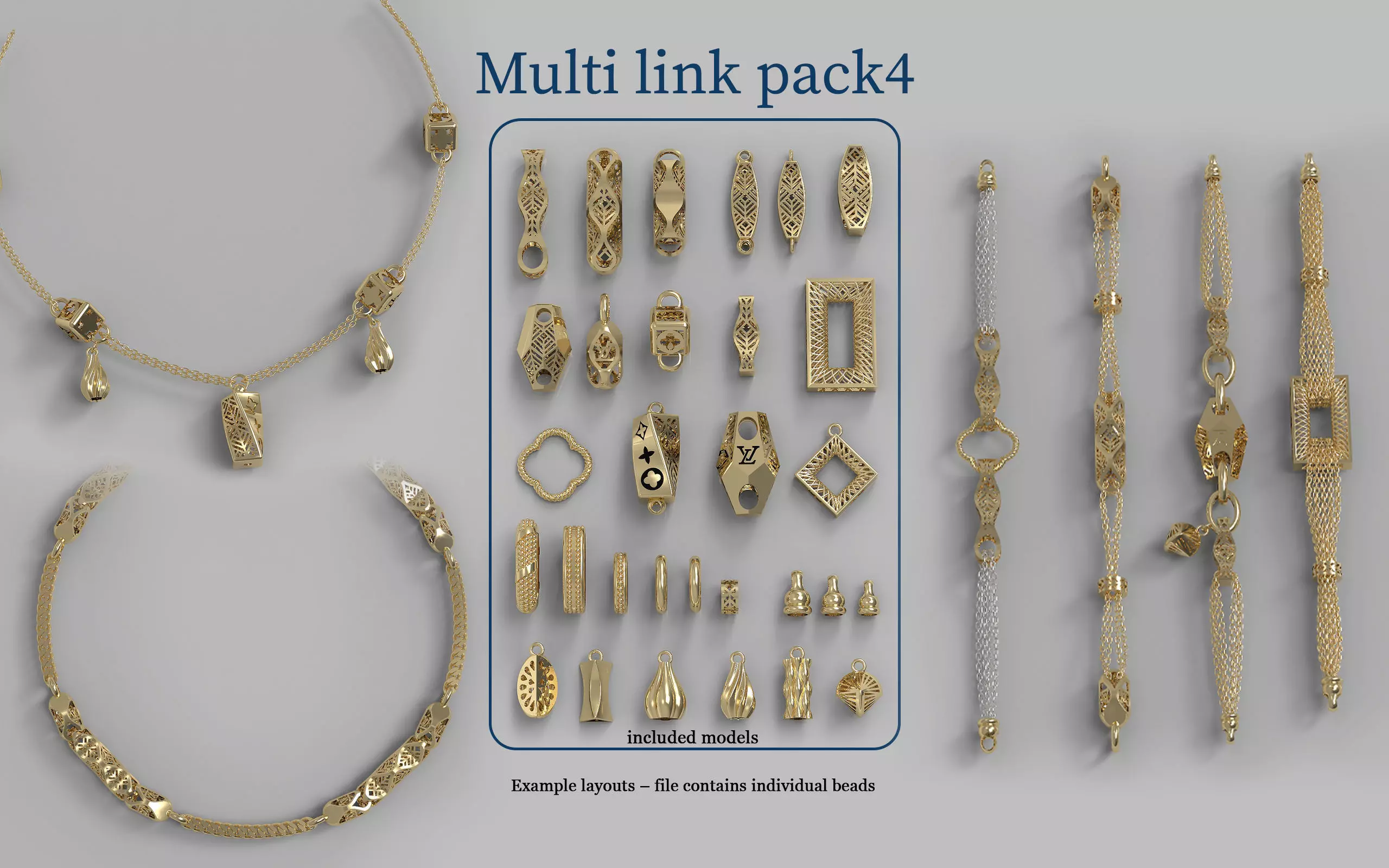 Chain gold -Multi-Link 3D print model