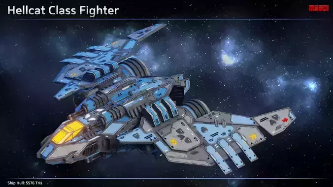 Spaceship Fighter Hellcat Low-poly 3D model