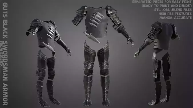 Guts Berserker Black Swordsman Armor for Cosplay