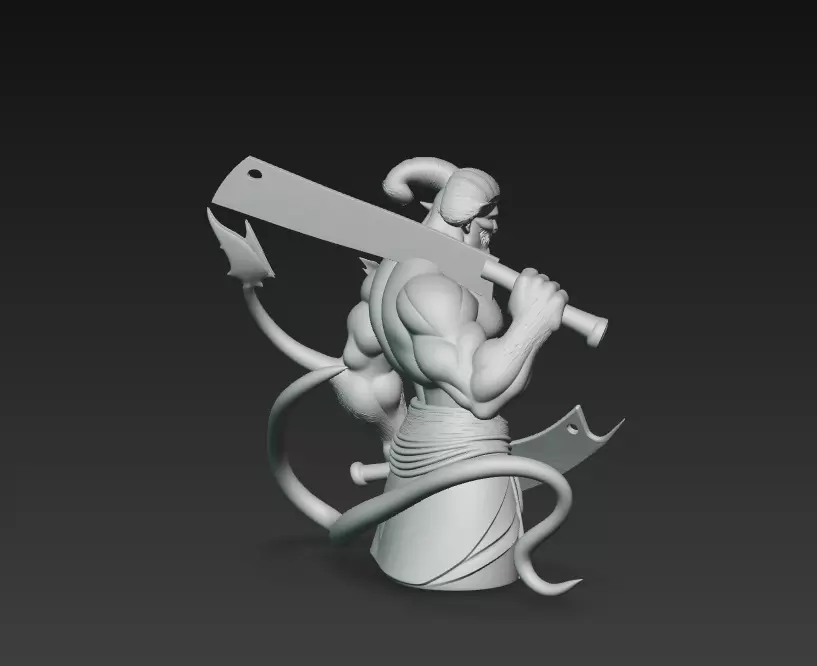 Infernal Gladiator - Demonic Warrior Bust 3D Model 3D print model_15