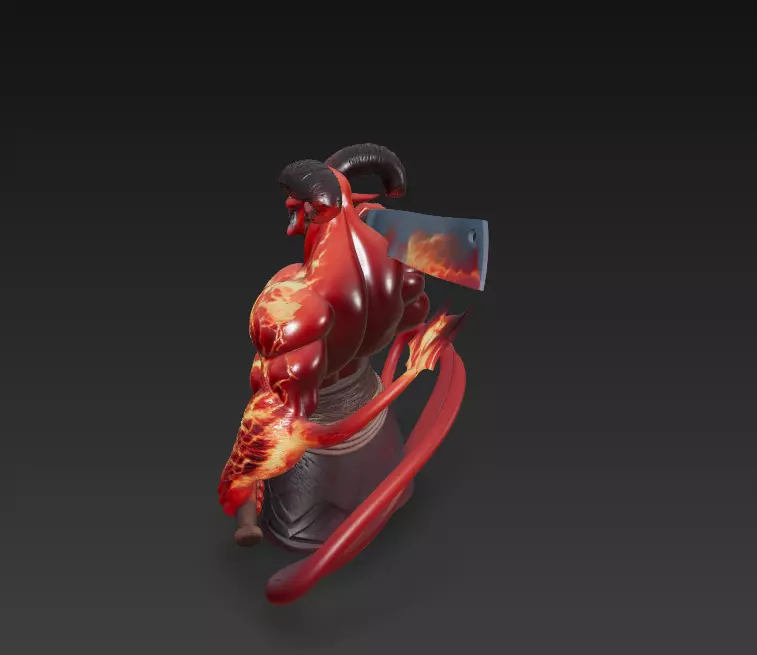 Infernal Gladiator - Demonic Warrior Bust 3D Model 3D print model_5