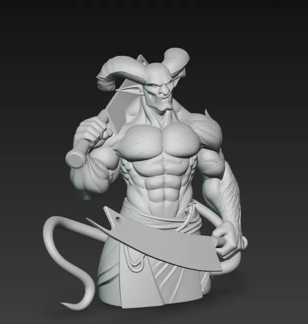 Infernal Gladiator - Demonic Warrior Bust 3D Model 3D print model_9