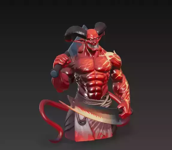 Infernal Gladiator - Demonic Warrior Bust 3D Model 3D print model Infernal Gladiator - Demonic Warrior Bust 3D Model 3D print model