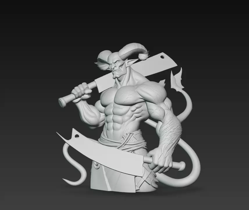 Infernal Gladiator - Demonic Warrior Bust 3D Model 3D print model_10