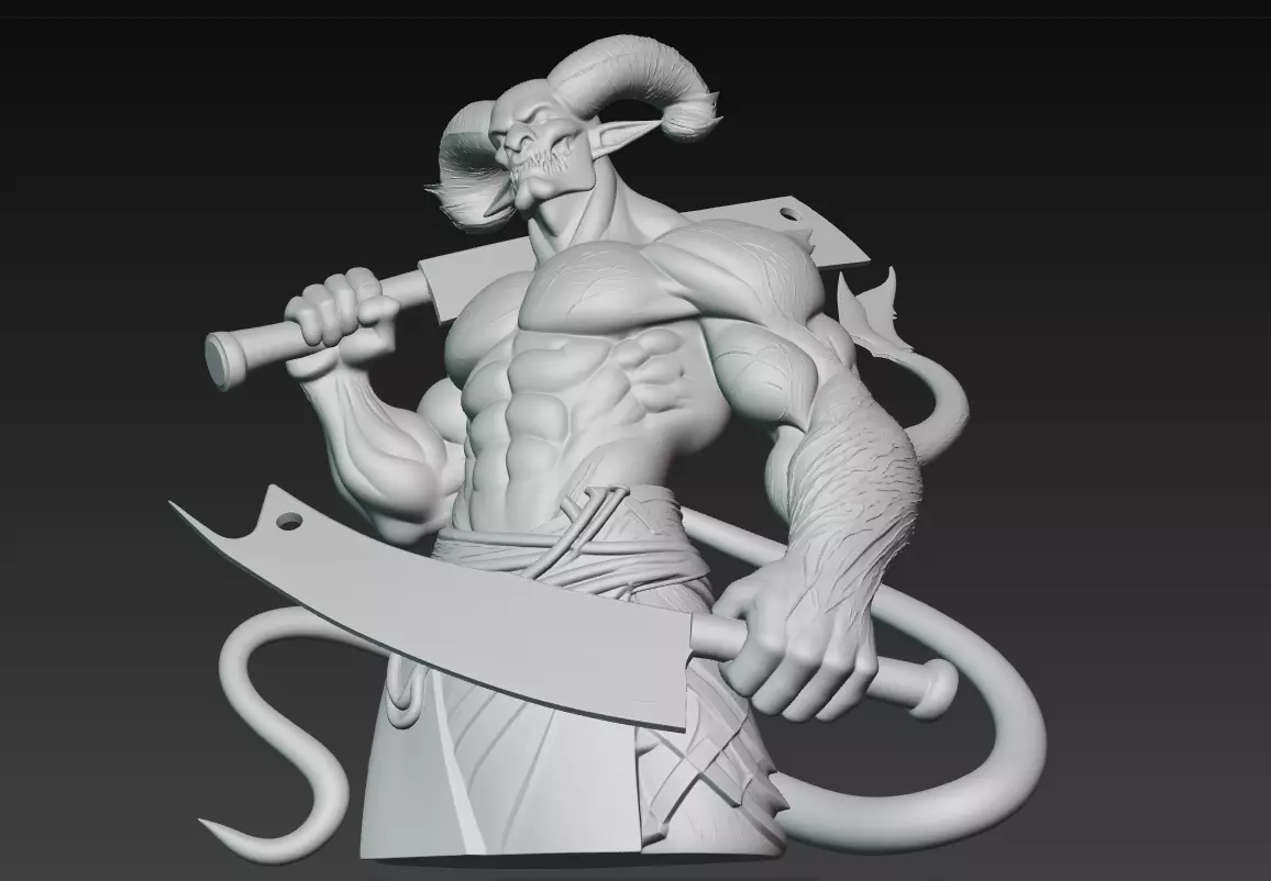 Infernal Gladiator - Demonic Warrior Bust 3D Model 3D print model_8