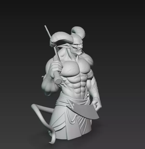 Infernal Gladiator - Demonic Warrior Bust 3D Model 3D print model_12
