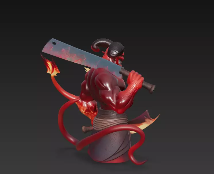 Infernal Gladiator - Demonic Warrior Bust 3D Model 3D print model_6