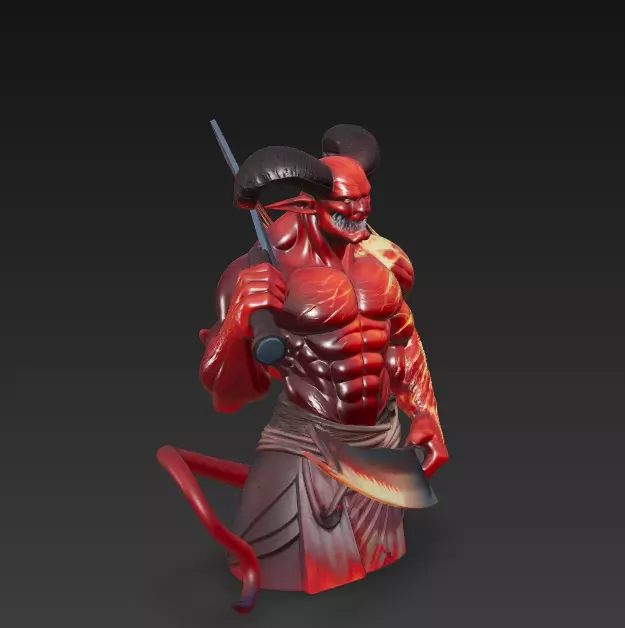 Infernal Gladiator - Demonic Warrior Bust 3D Model 3D print model_2