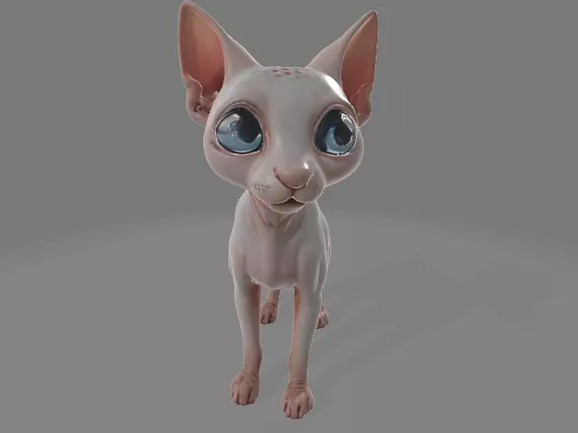sphynx blue eyes 3D print model_1