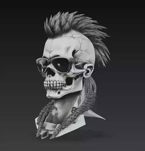 Urban Rebellion - Punk Skull Bust 3D Model 3D print model
