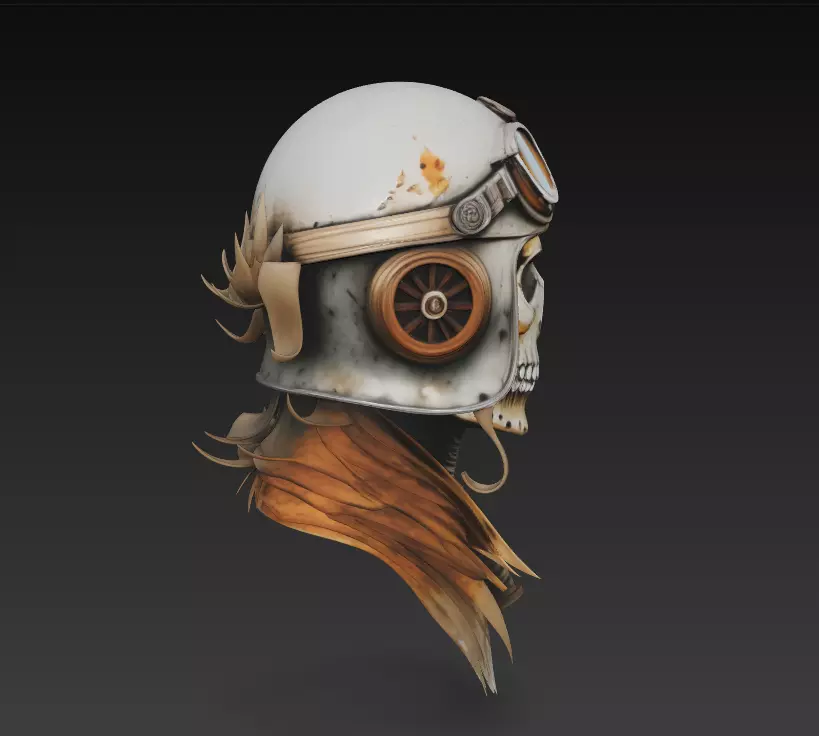 Sky Reaper - Aviator Skull Bust 3D Model 3D print model_9