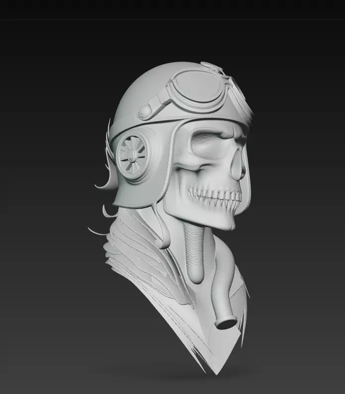 Sky Reaper - Aviator Skull Bust 3D Model 3D print model_4