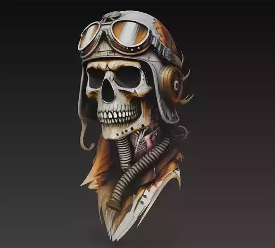 Sky Reaper - Aviator Skull Bust 3D Model 3D print model Sky Reaper - Aviator Skull Bust 3D Model 3D print model