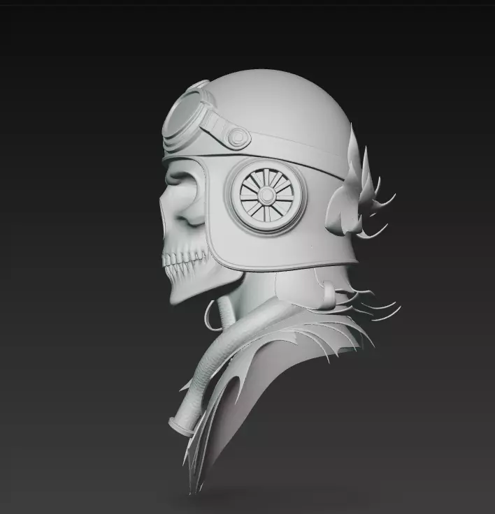 Sky Reaper - Aviator Skull Bust 3D Model 3D print model_8